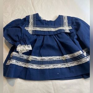 Vintage Blue Baby Dress with Lace Trim